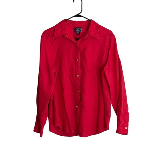 Chaps Tops - Chaps Classics 100% Linen Shirt XLP Red Long Sleeve Gold Buttons